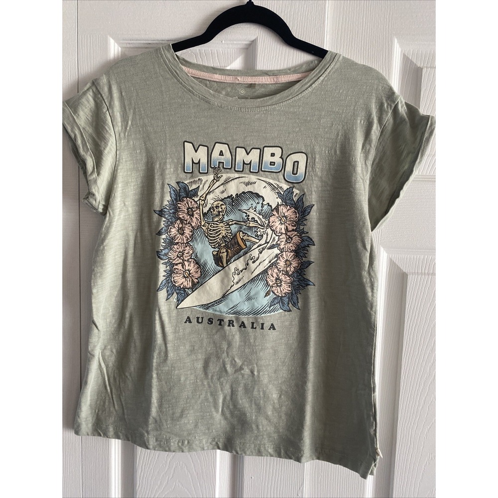 Mambo Australia Women's‎ Green Graphic Slub Tee Surf Streetwear